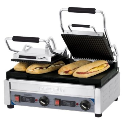 grill panini double premium rainurée lisse avec minuteur
